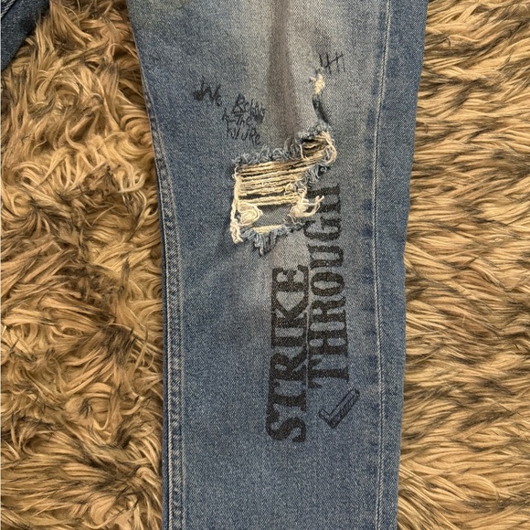 ZARA DISTRESSED JEANS SLIM STRAIGHT SZ 38 - Picture 2 of 8